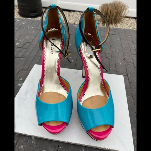 Bebe trim color platform high heels size 8 - Picture 4 of 9